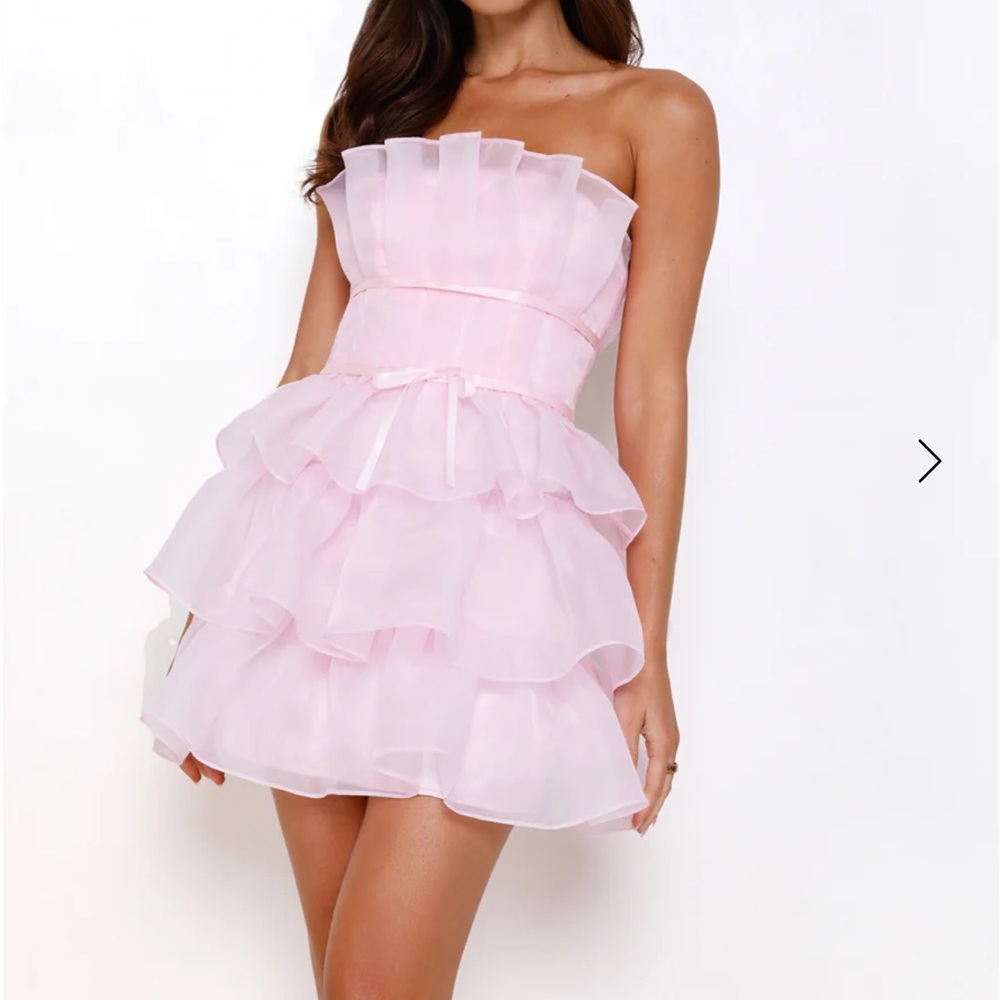 Hello Molly Exquisite Desserts Strapless Mini Dress Pink